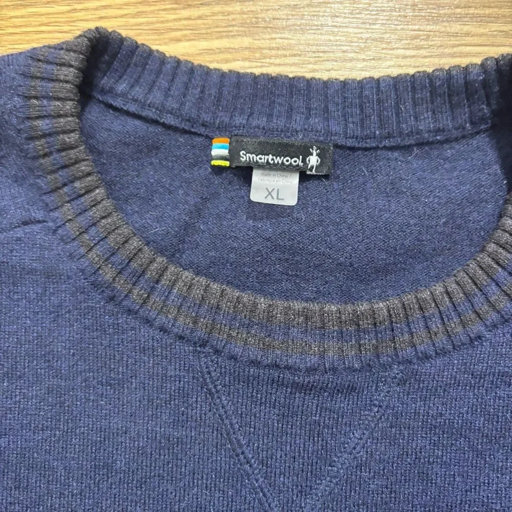 Smartwool Sparwood Sweater Mens XL Many Blue Crewneck Merino Wool Blend Pullover